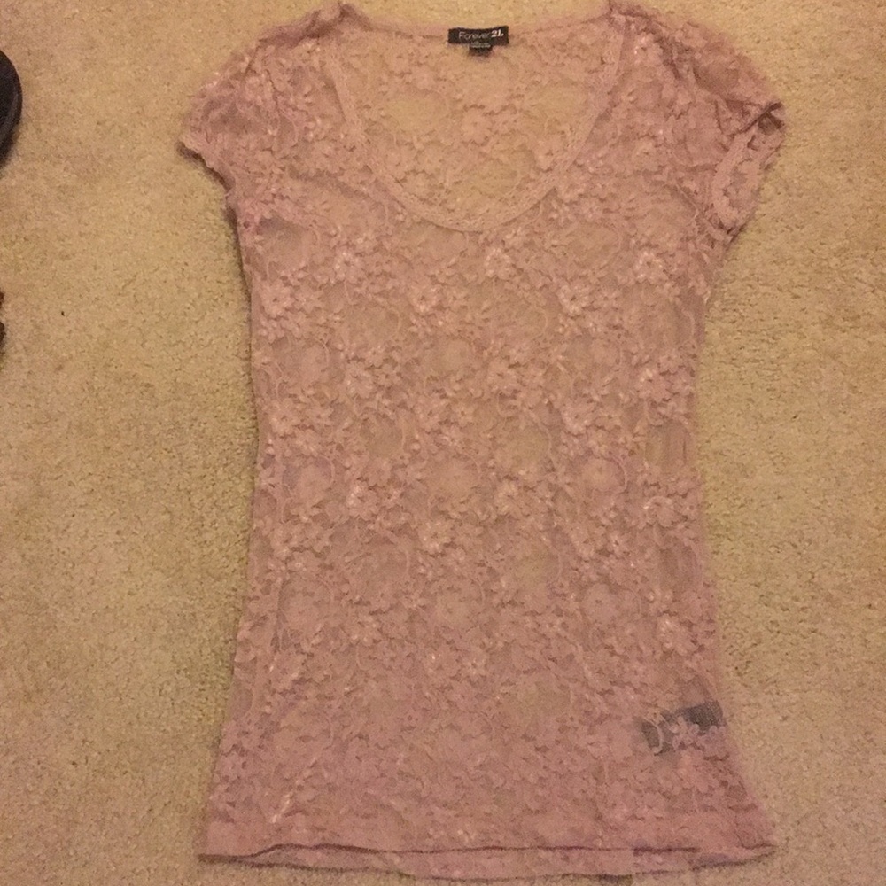 Pink / purple lace shirt by Forever 21. Large.